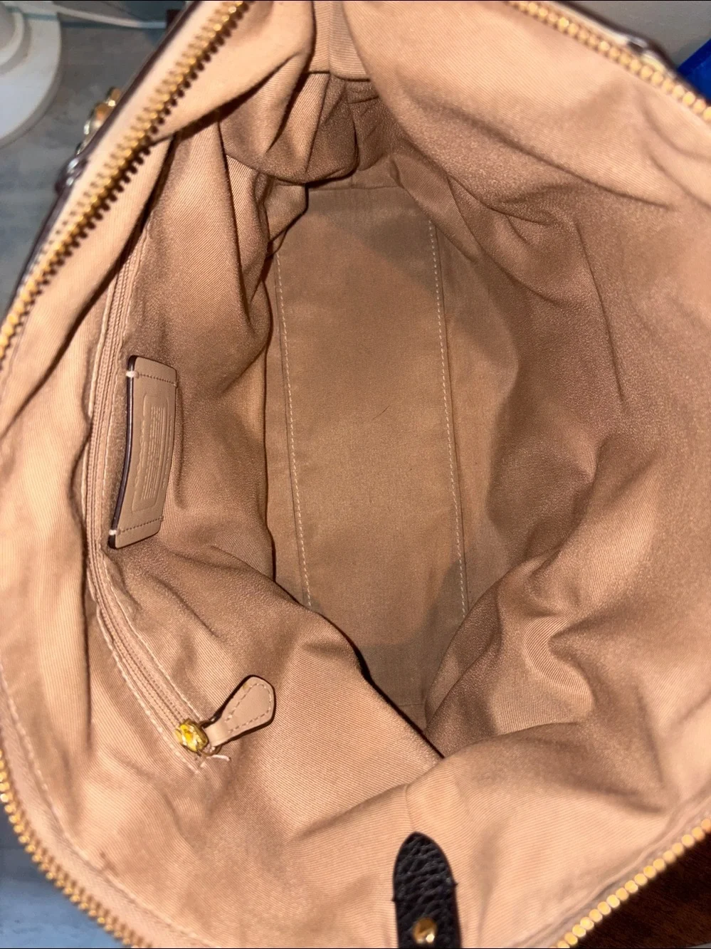 Coach Satchel shoulder bag Crossbody bag color block cream taupe black/goldtone